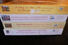 LOT OF 4 SUNSOUT 500 pc puzzles  RED OAK SERVICE STATION & MORE - COMPLETE EC