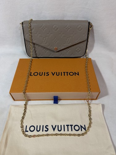 Louis Vuitton Pochette Felicie Monogram Empreinte Leather Crossbody ~ Turtledove