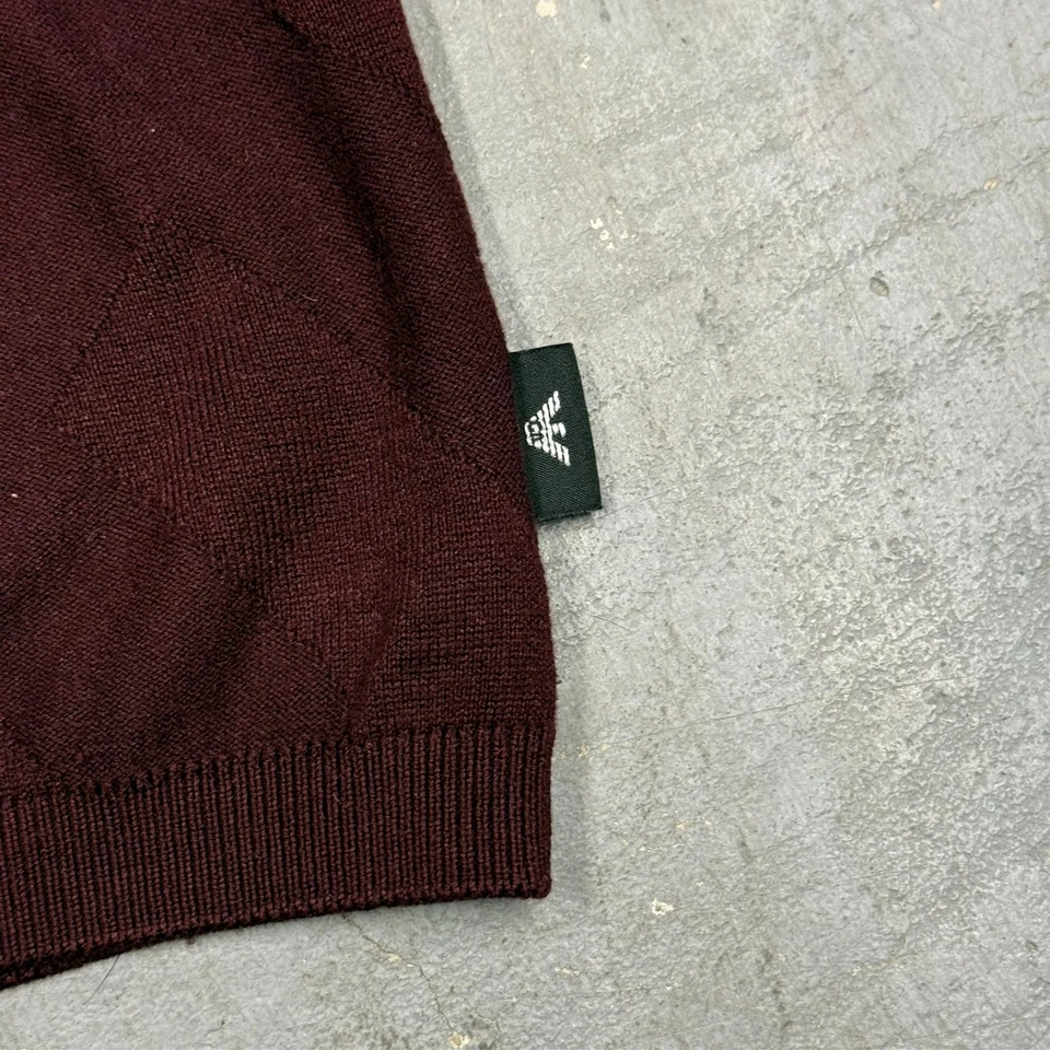 Emporio Armani вязаный свитер с круглым вырезом красный легкий хлопок большой - Изображение 4 из 4