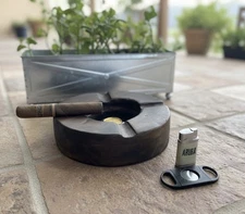 Wood Cigar Ashtray- (epoxy Resin Center And Gold Plated Center)  Ashtray