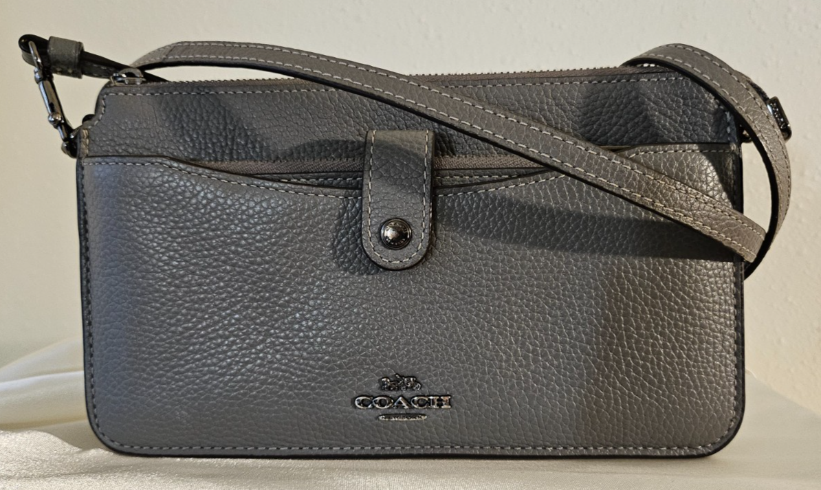 Coach VERSATILE Noa Pop Up Grey Pebble Leather Crossbody Bag w
