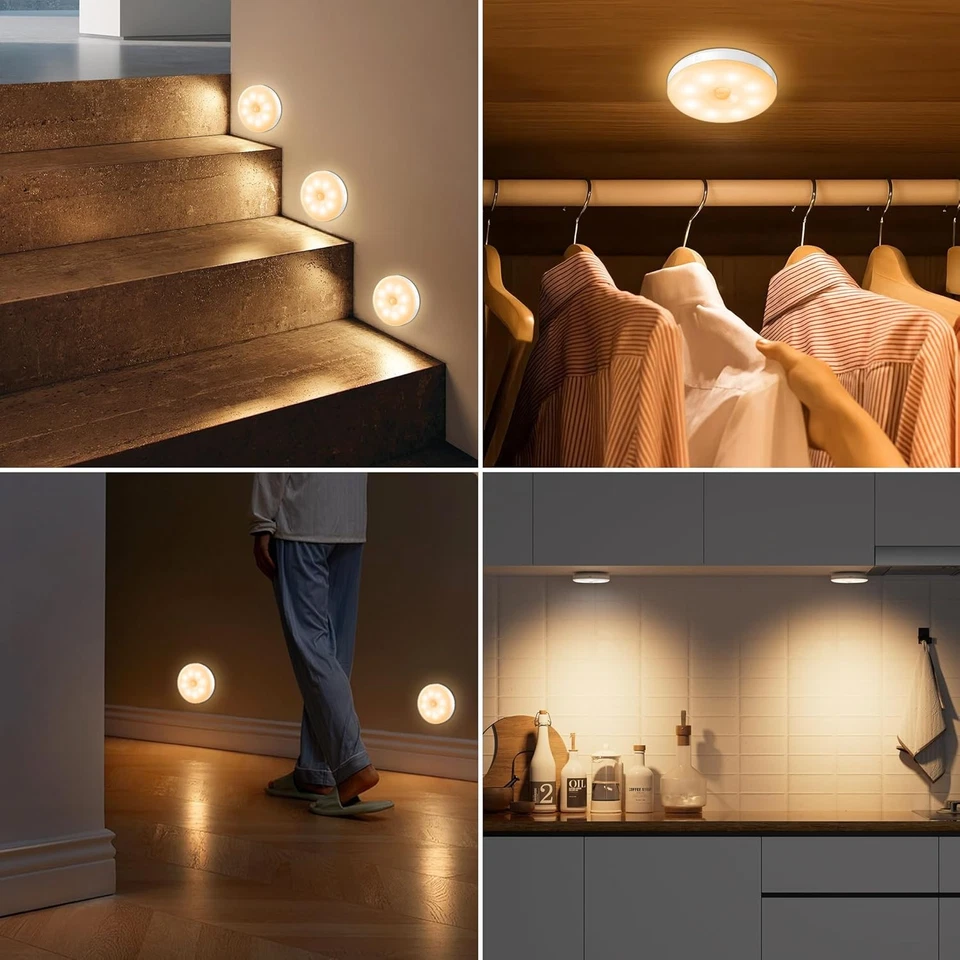 2 Veilleuse Détecteur de Mouvement LED Rechargeable USB  Lampe Automatique - Photo 2/4