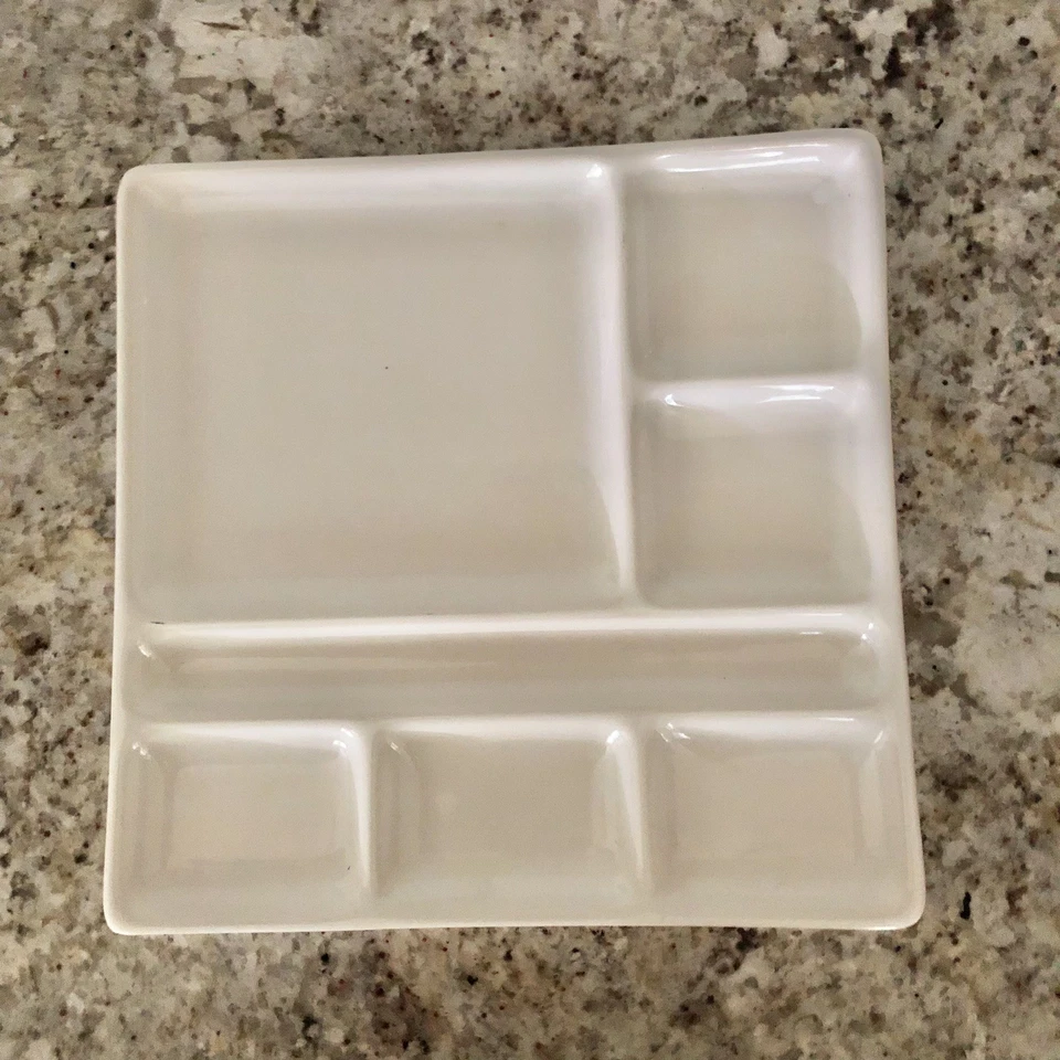 (Set of Two) Crate & Barrel Square White Fondue /Sushi Plates  9” NEW - Image 3 of 4