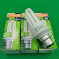 3 x  11w = 60w Low Energy CFL Bulbs BC B22 Osram Energy Saving Lamps