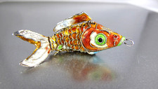 Vtg. Multi Color Enamel Articulated Koi Fish Pendant 4 Inches Long