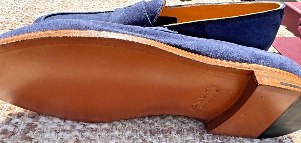 John Lobb Summer Seude Loafer, Blue with Leather Sole BNIB - 10UK/11US John Lobb Men main image 4