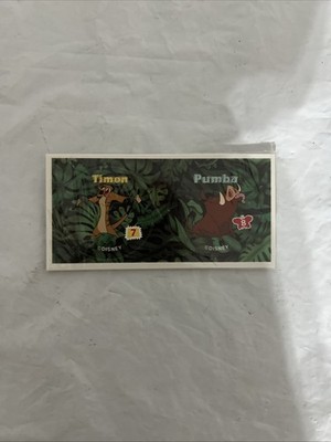 1994 Disney's The Lion King Promo Chex Cereal Milk Caps POGS Timon/Pumba #7/#8 