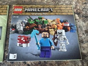 Lego Minecraft 21116 Crafting Box w/ Manuals 8-in-1 Building Set Steve Skeleton