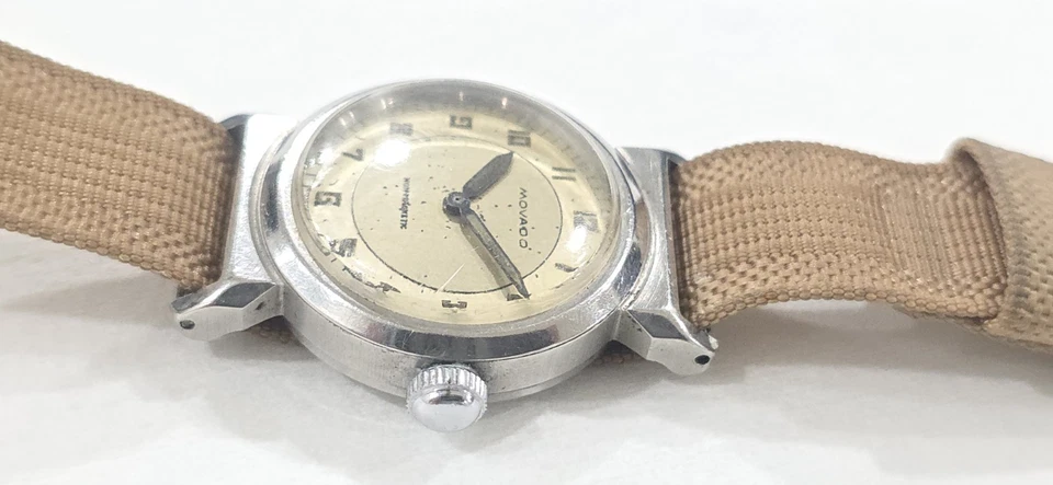 Movado vintage años 40 Ref. 11730 Acvatic acero inoxidable Cal. Reloj 150 MN Foto 4 de 4