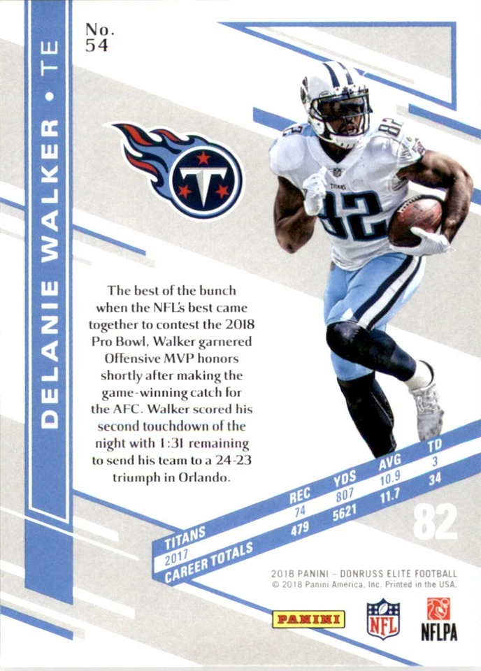 2018 DONRUSS ELITE RED DELANIE WALKER /299 TENNESSEE TITANS #54 NM-MT - Image 2 of 2