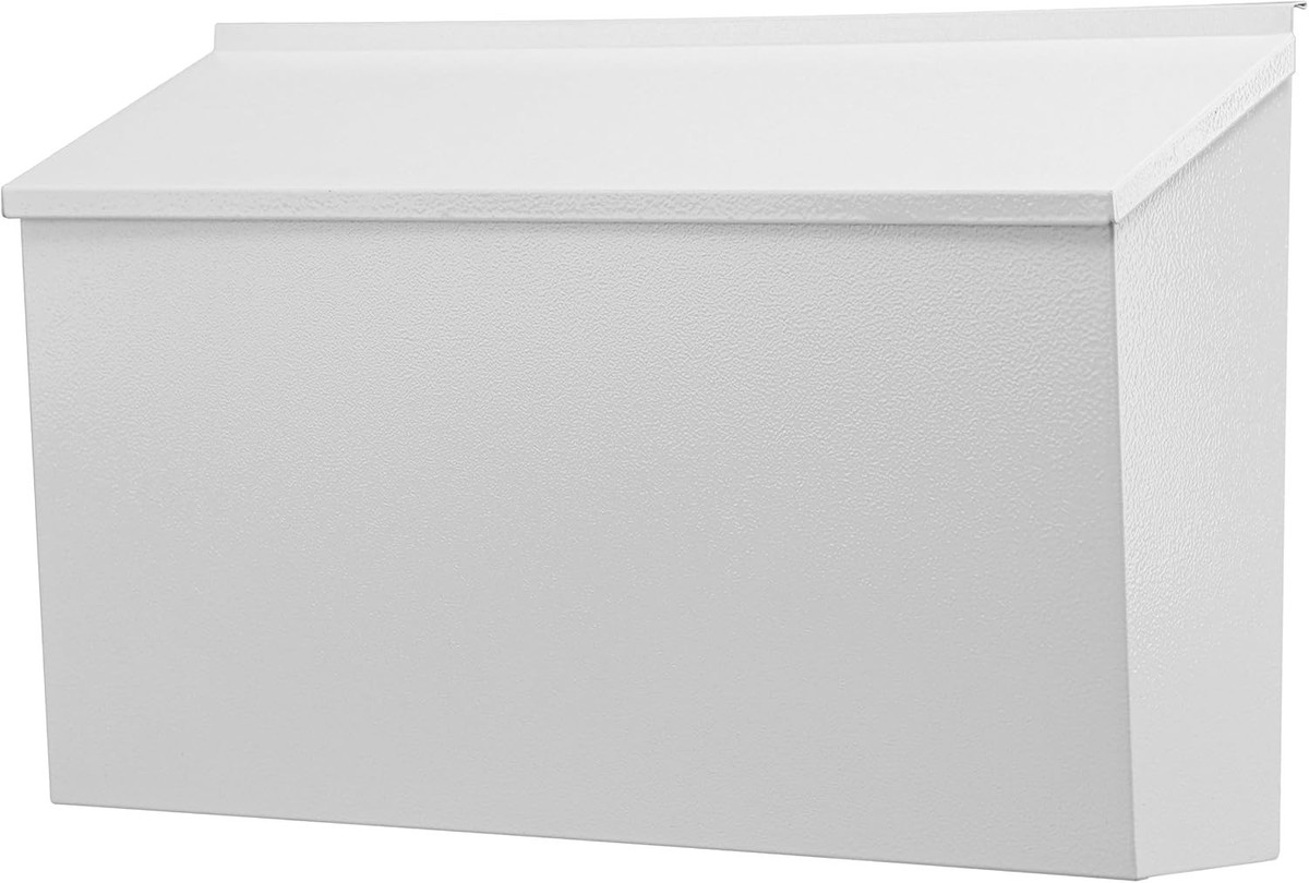 Wall Mount Mailbox – Large 15.7×9.8×6.4 Inch Black Steel Box With Number Stickers & Flower Planter, Rustproof