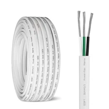 18 Gauge Triplex Marine Wire Tinned Copper Boat Cable, 50ft 18 AWG Standard U...