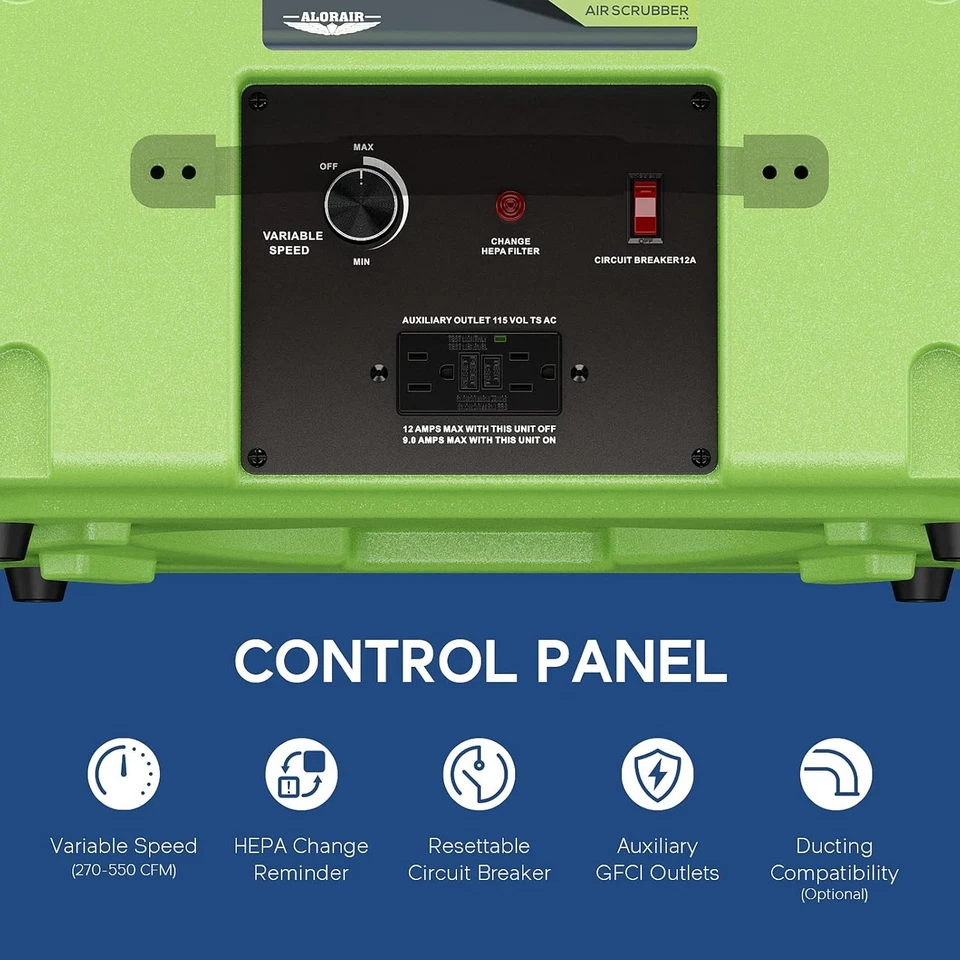 Máquina de aire negativo depuradora de aire ALORAIR CleanShield HEPA 550 filtración de 3 etapas Foto 4 de 4