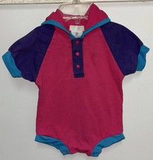 Vintage Baby Corp Color Block Hooded bodysuit / romper Baby Girls 12M
