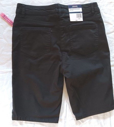 Izod Schoolwear Shorts Girls 5 Black Skinny Bermuda Uniform New w/Tags - Picture 3 of 4