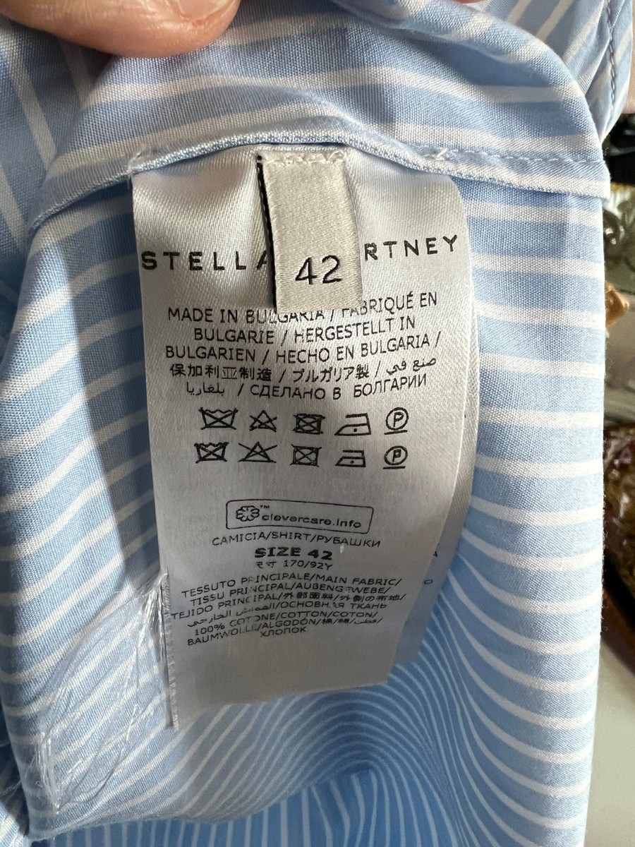Stella McCartney Striped Cold Shoulder Blouse Blue White Cotton IT 42 US 6-8 View 2
