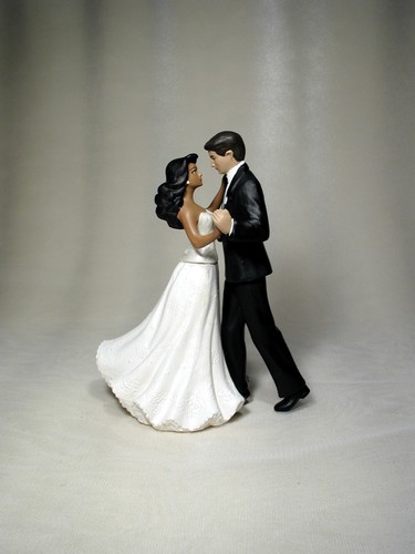 Interracial Hispanic Groom African American Brown Bride Wedding Caketop FD22