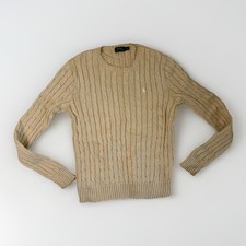 Ralph Lauren Cable Knit Women s Sweater SIZE: M Beige 100 Cotton