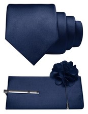 JEMYGINS Formal Necktie Solid Color Tie and Pocket Square with Tie Clip Lapel...