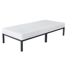 Cadre de lit en acier anthracite 90x200 cm avec sommier à lattes matelas H16 cm