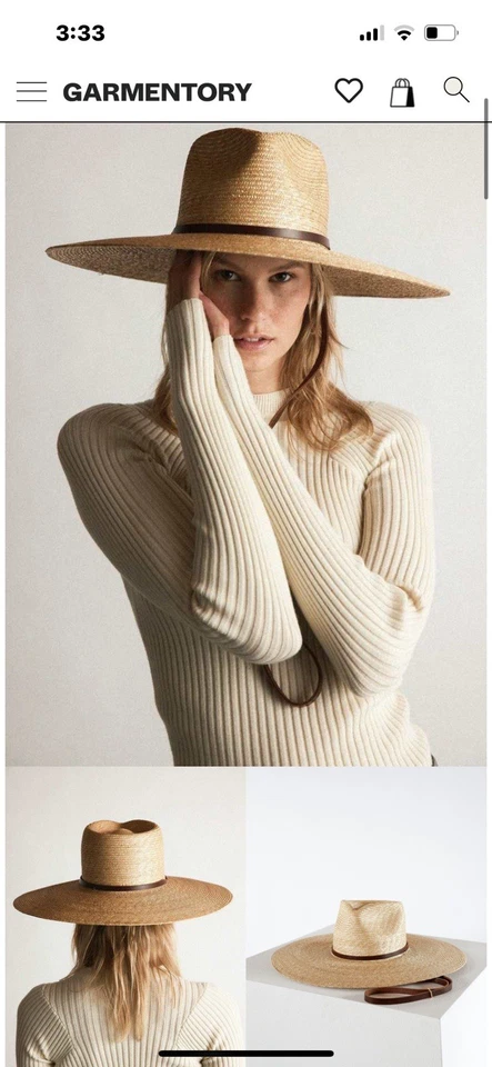 LOTE x 2 Janessa Leone Tinsley & Milton Sombrero de Paja Correa de Cuero Talla Mediana EE. UU. Foto 4 de 4