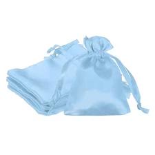 6 Pcs 3 x 4 Inch Satin Bags with Drawstring, Drawstring Gift Bag Sky Blue