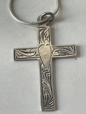 Vintage Sterling Silver Cross And Chain 20 Inch