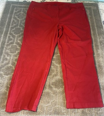 Lane Bryant Red Dress Pants Womens Plus 28 Wide Leg Stretch Work Office Career