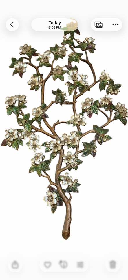 A massive 40x22" gold Burwood dogwood blossom wall sculpture in full Hollywood Regency drama — statement piece energy at its peak.