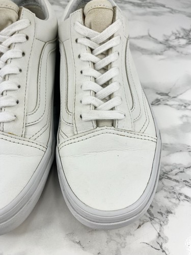 Vans Old Skool Clásico Imitación Cuero Tenis Para Mujer Reino Unido 4 Blanco Zapatos con Cordones - Imagen 13 de 14