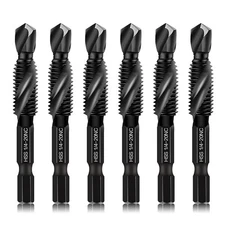 6-Piece 1/4-20NC Combination Drill Tap Bit Set SAE, Made of 