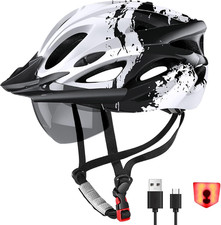Lightweight Adjustable Bike Helmet with LED Light and Magnetic Goggle Visor
