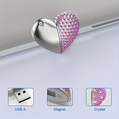 32/64GB Cute Heart Shaped Storage Solution for Aiibe Stylish USB Flash Drive New