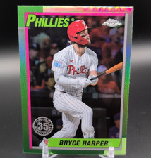 Topps Chrome 1990 #90CB-12 Bryce Harper Green Refractor Phillies 2025