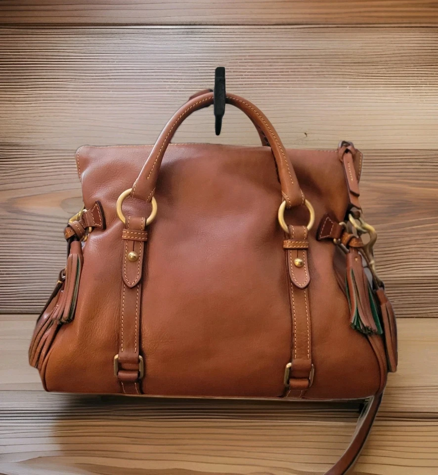 Dooney Bourke Lrg Florentine Leather Women's Satchel Bag Natural Gold Hardware - Image 2 of 4