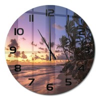 Runde Wanduhr Runde Glasuhr Glas-Wanduhr Weststrand Schwarze Zeiger Fi60 Cm