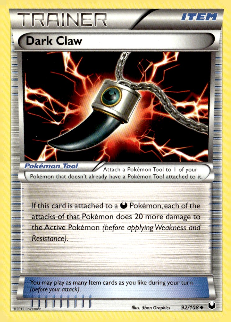 Dark Claw Uncommon Dark Explorers 92/108 Pokémon TCG