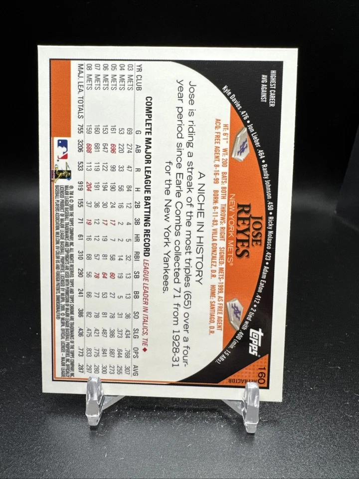 2009 Topps Chrome Refractors #160 Jose Reyes - Image 2 of 2