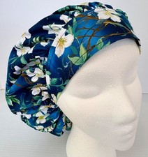 Beautiful Floral Print Size Large Medical Bouffant Scrub Cap Surgery Hat