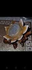 Light Druzy Agate Lotus Crystal Flower Carving And Holder