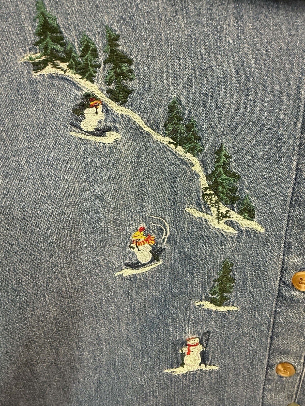 Vtg Basic Elements Christmas Winter Denim Shirt W… - image 3