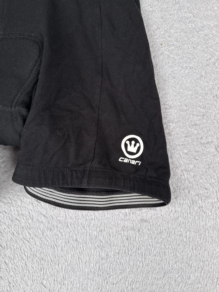 Pantalones Cortos de Ciclismo Canari Adultos Pequeños Negros Acolchados Mezcla de Algodón Spandex Longitud Corta Foto 2 de 4