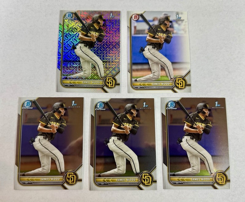 2022 Bowman Chrome Prospects James Wood 1sr Bowman BCP-108 (5 Card Lot) Mojo