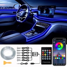 Interior Car LED Strip Lights RGB 6 in 1 Ambient Lighting Kit Fiber Optic APP