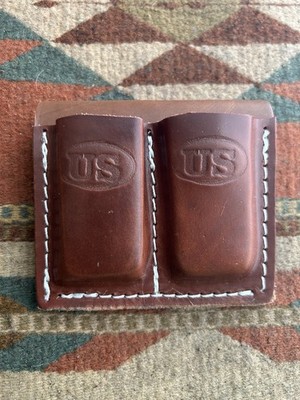 Open Top Dual Magazine Pouch Holder 45ACP Single Stack Wild Bunch Style USA Made
