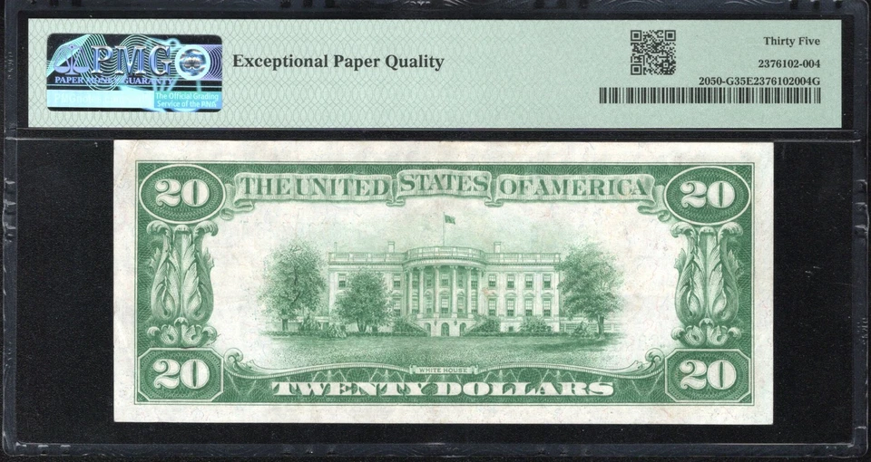 1928 $20 CHICAGO NUMERICAL FEDERAL RESERVE NOTE PMG 35 EPQ  Fr 2050-G 99778 - Image 2 of 2