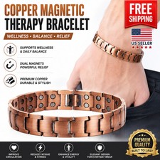 Men's Bracelet Magnetic Therapy Arthritis Pain Relief Pure Solid Copper Bangle