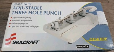 Skilcraft Heavy Duty Adjustable Three Hole Punch - Model Foothill 310 - New