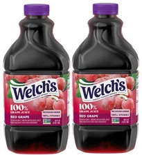 2 PACK- Welch's 100% Red Grape Juice with Vitamin C and No Added Sugar 64 Oz.