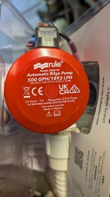 Rule 25SA-24 Automatic Bilge Pump 500 GPH Marine 24V DC 3/4'' Hose Submersible